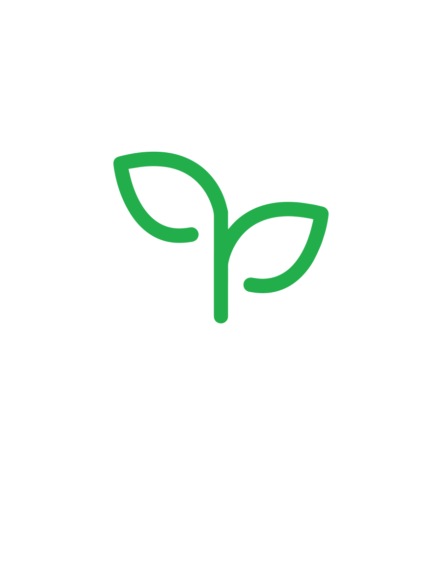 digital illustration of white badge with green leaf in the middle