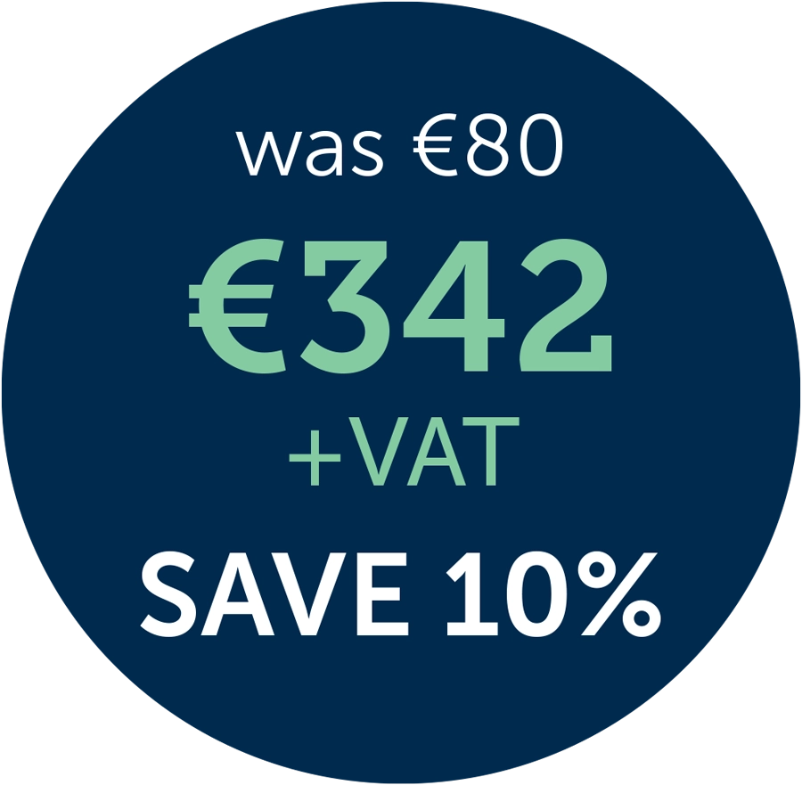was €80 / €342 +VAT save 10% graphic